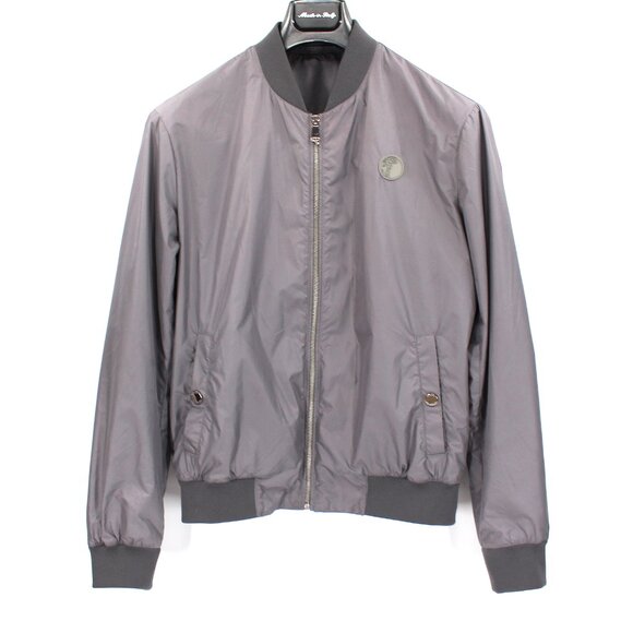 Versace Other - Versace Grey Zip Up Lightweight WindbreakerJacket 48 Polyester Bomber Logo Coat